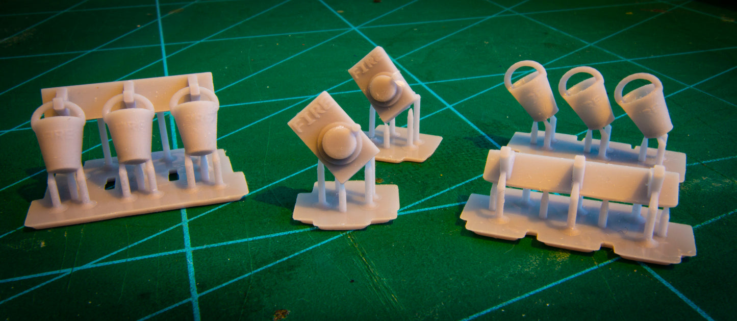 O, OO, TT & N Gauge Station Fire Buckets Suited to Steam ERA and Heritage station modelling