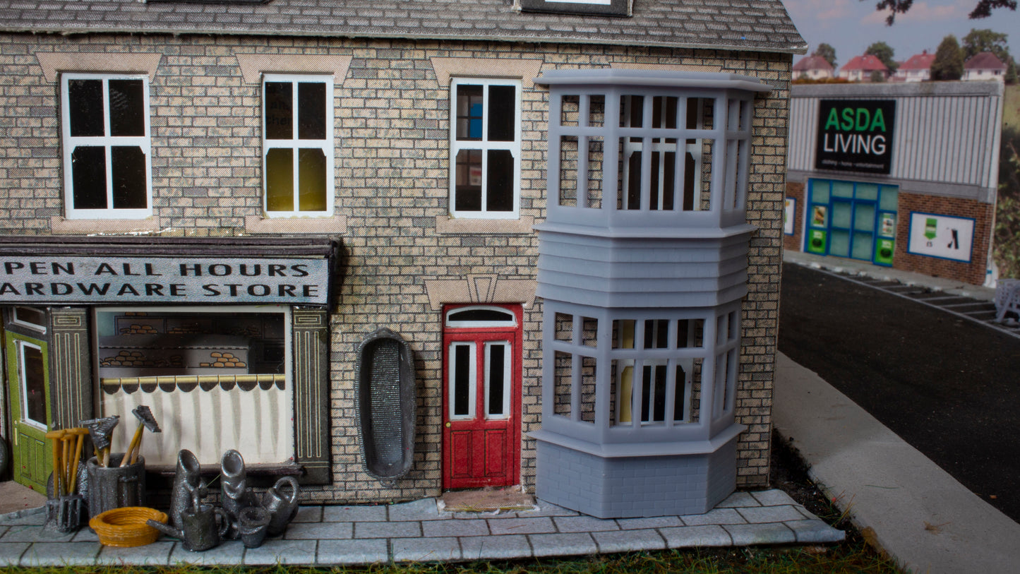 OO Gauge Single and Two Storey Bay window for kits or scratch build, brick / tile texture