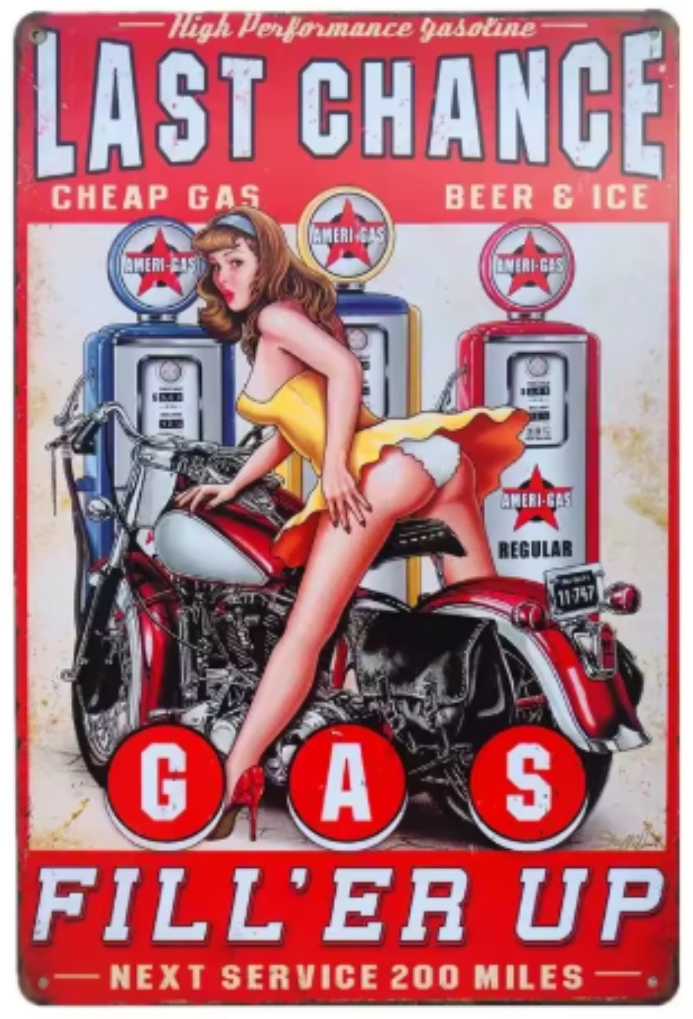 Replica Vintage USA Gas Station Signs (A6 150mm x 100mm)