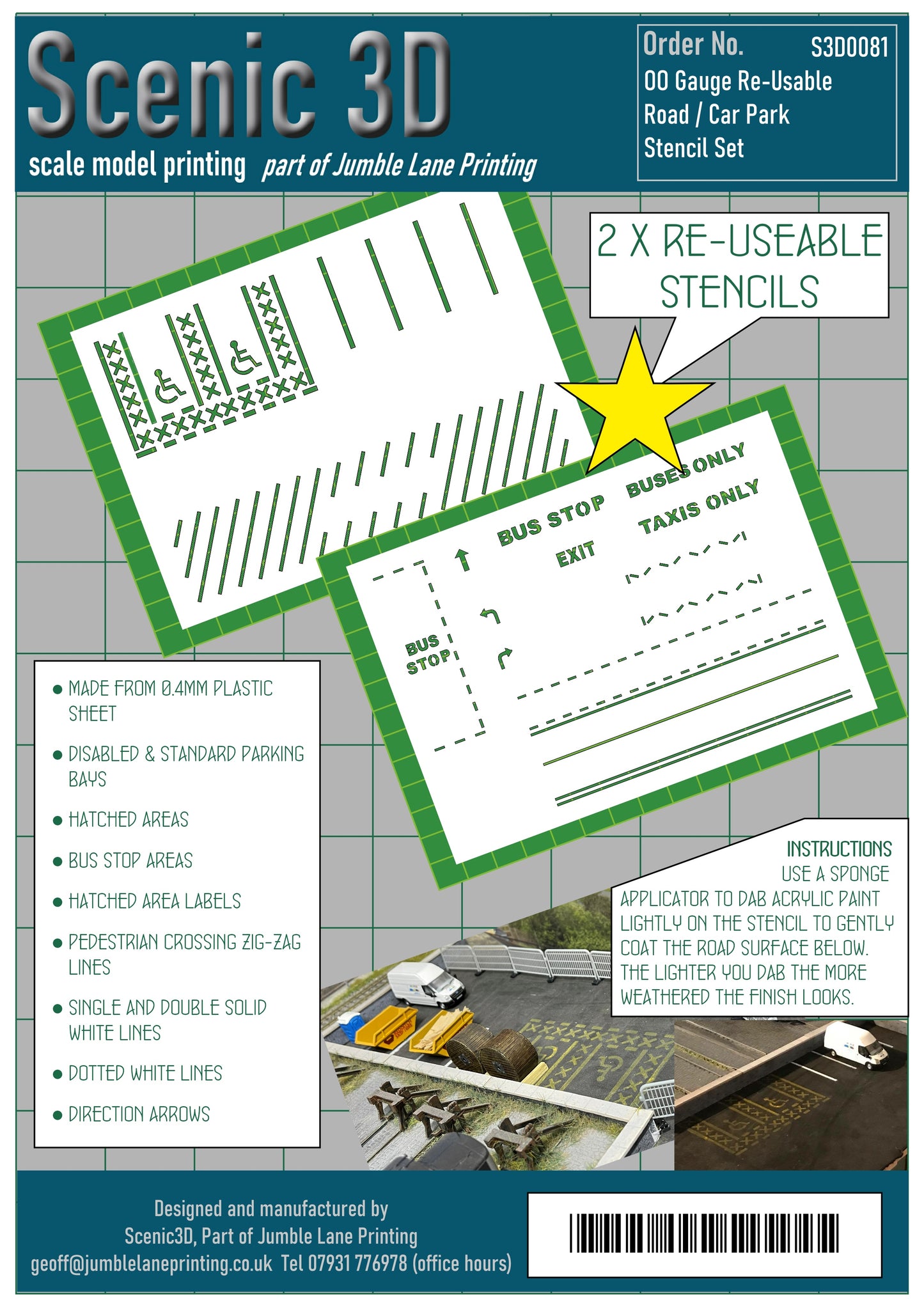 OO Gauge road marking stencil set