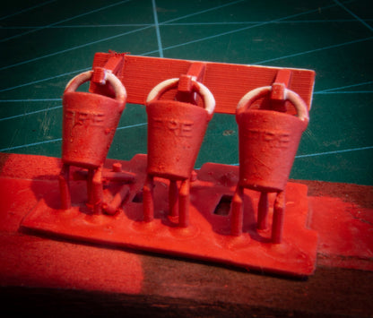 O, OO, TT & N Gauge Station Fire Buckets Suited to Steam ERA and Heritage station modelling